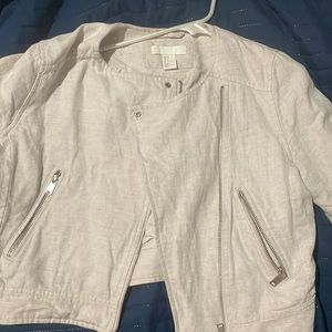H&M White/Cream Zip Up Blazer Jacket